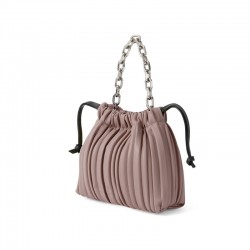 Charles Keith Pleated Covered Shoulder Bucket Bag Mauve